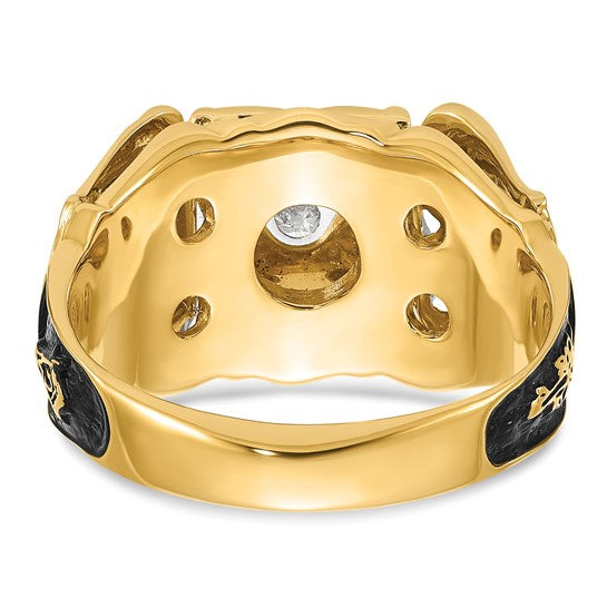 14k Two Tone Gold Diamond Men's Masonic Ring