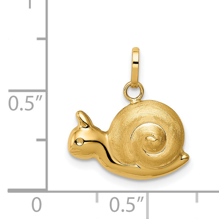 14k Yellow Gold Hollow Satin Polished Finish Snail Charm Pendant