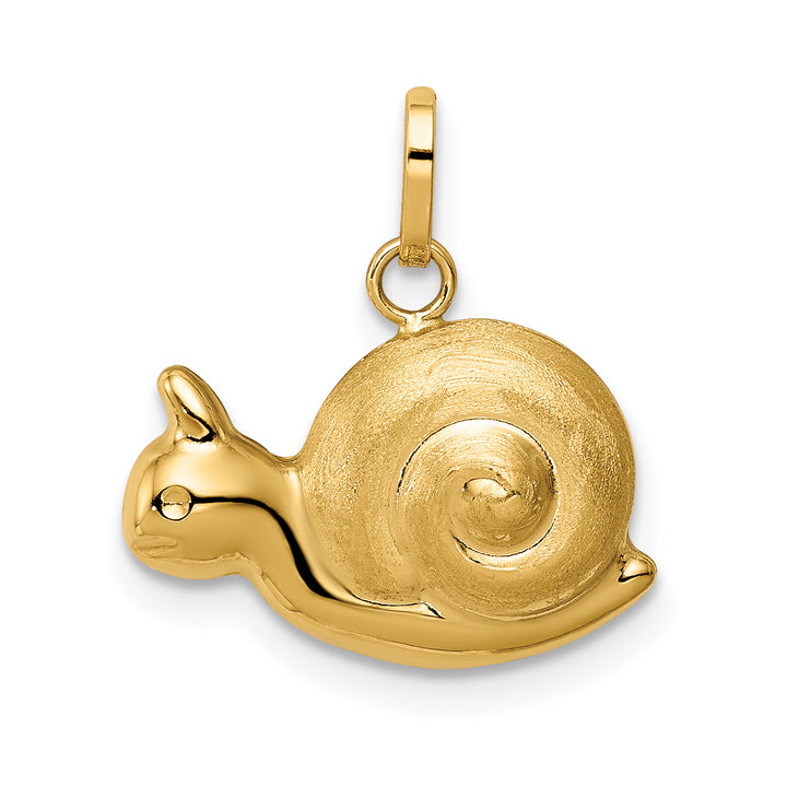 14k Yellow Gold Hollow Satin Polished Finish Snail Charm Pendant