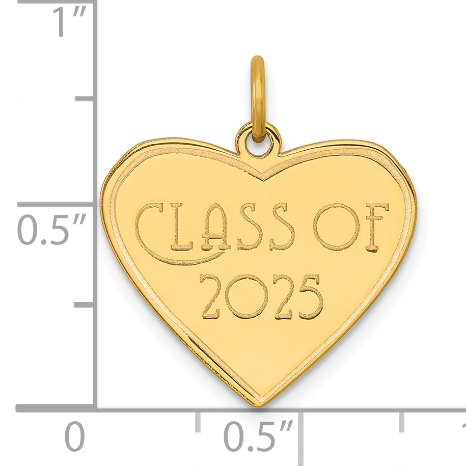 14k Yellow Gold Class of 2025 Heart Charm Pendant