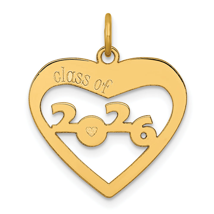 14K Yellow Gold CLASS OF 2026 Cut-Out Heart Design Charm