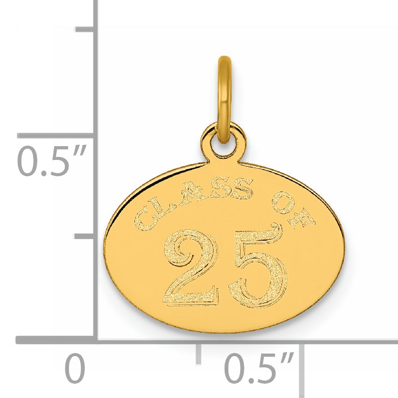 14k Yellow Gold Polished Oval CLASS OF 2025 Charm