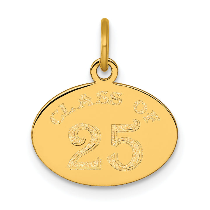14k Yellow Gold Polished Oval CLASS OF 2025 Charm