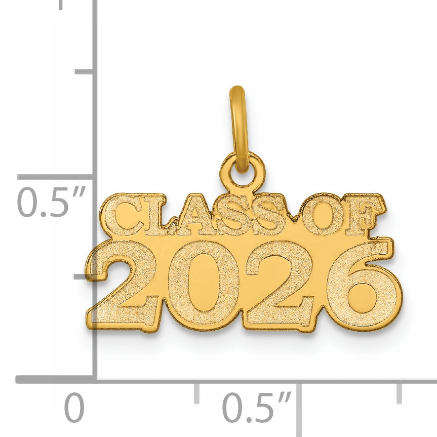 14k Yellow Gold Polished Finish CLASS OF 2026 Charm