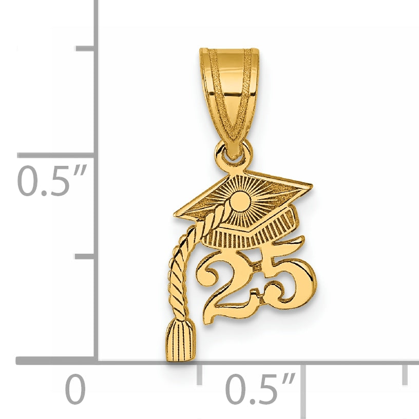 14K Yellow Gold Graduation Cap 25 Tassel Charm
