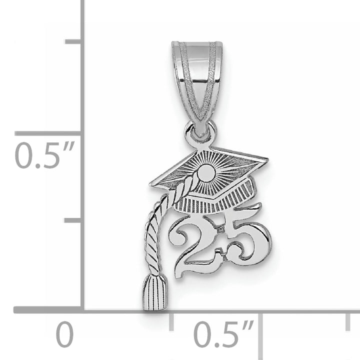 14K White Gold Graduation Cap 25 Tassel Charm