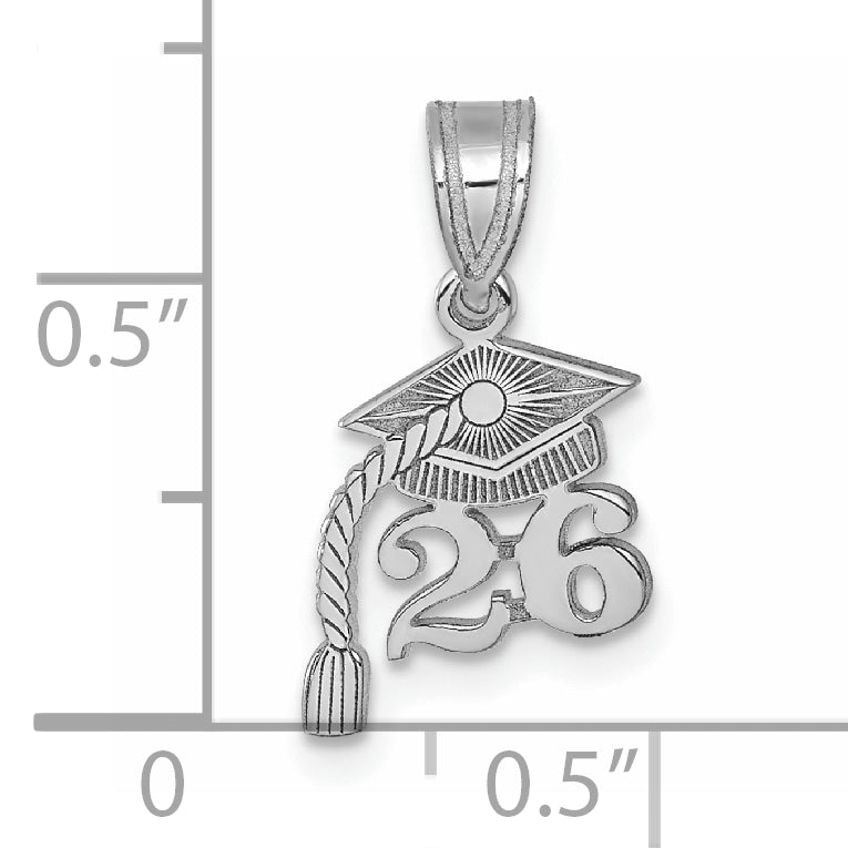 14K White Gold Graduation Cap 26 Tassel Charm
