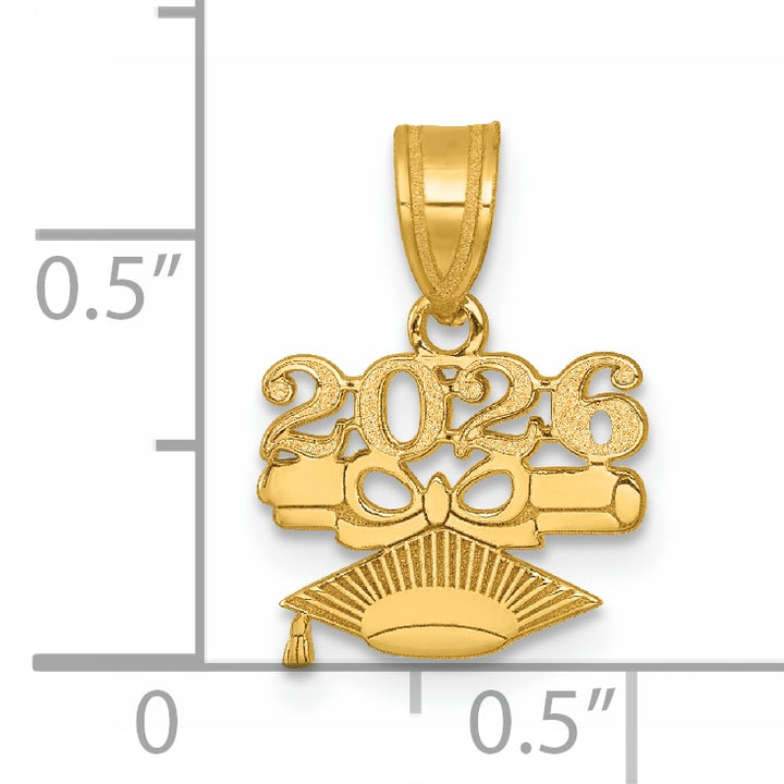 14K Yellow Gold Graduation Cap and Diploma 2026 Charm