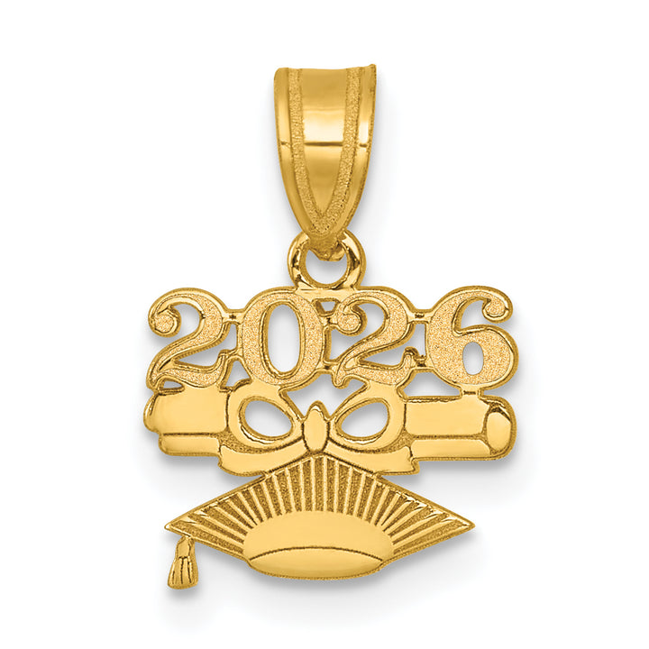 14K Yellow Gold Graduation Cap and Diploma 2026 Charm