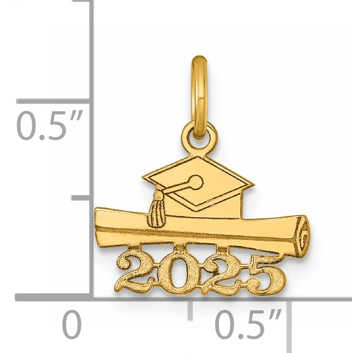14K Yellow Gold 2025 Graduation Cap Diploma Charm