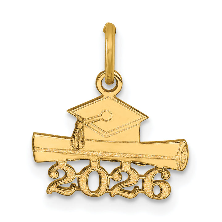 14k Yellow Gold 2026 Graduation Cap Diploma Charm