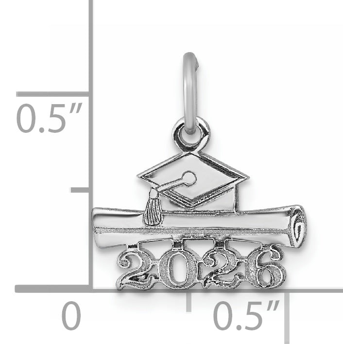 14K White Gold 2026 Graduation Cap Diploma Charm