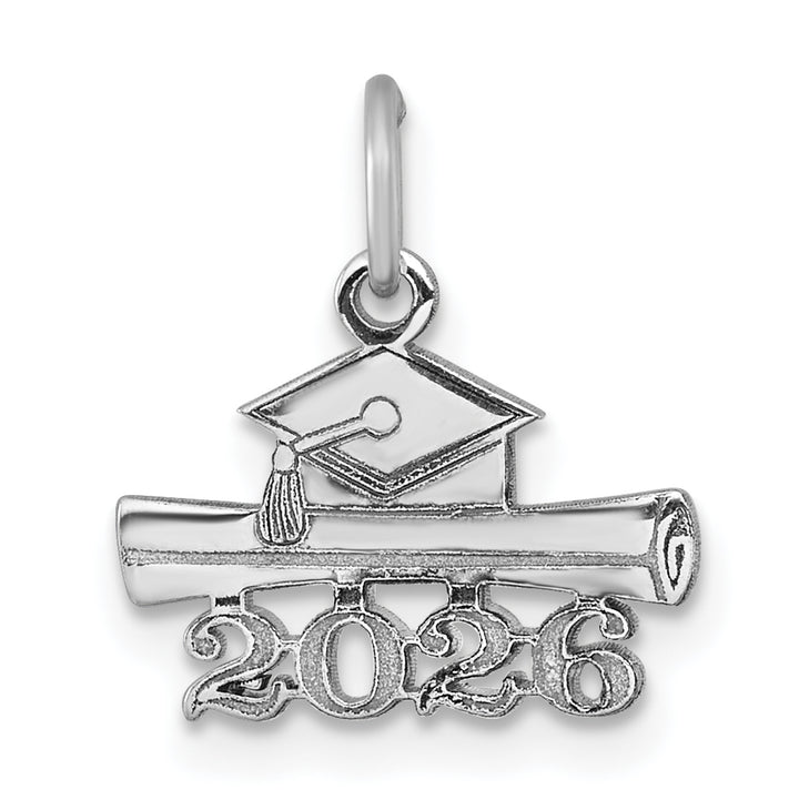 14K White Gold 2026 Graduation Cap Diploma Charm
