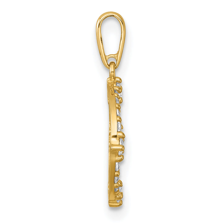 14k Yellow Gold Polished C.Z Open Circle Design Pendant