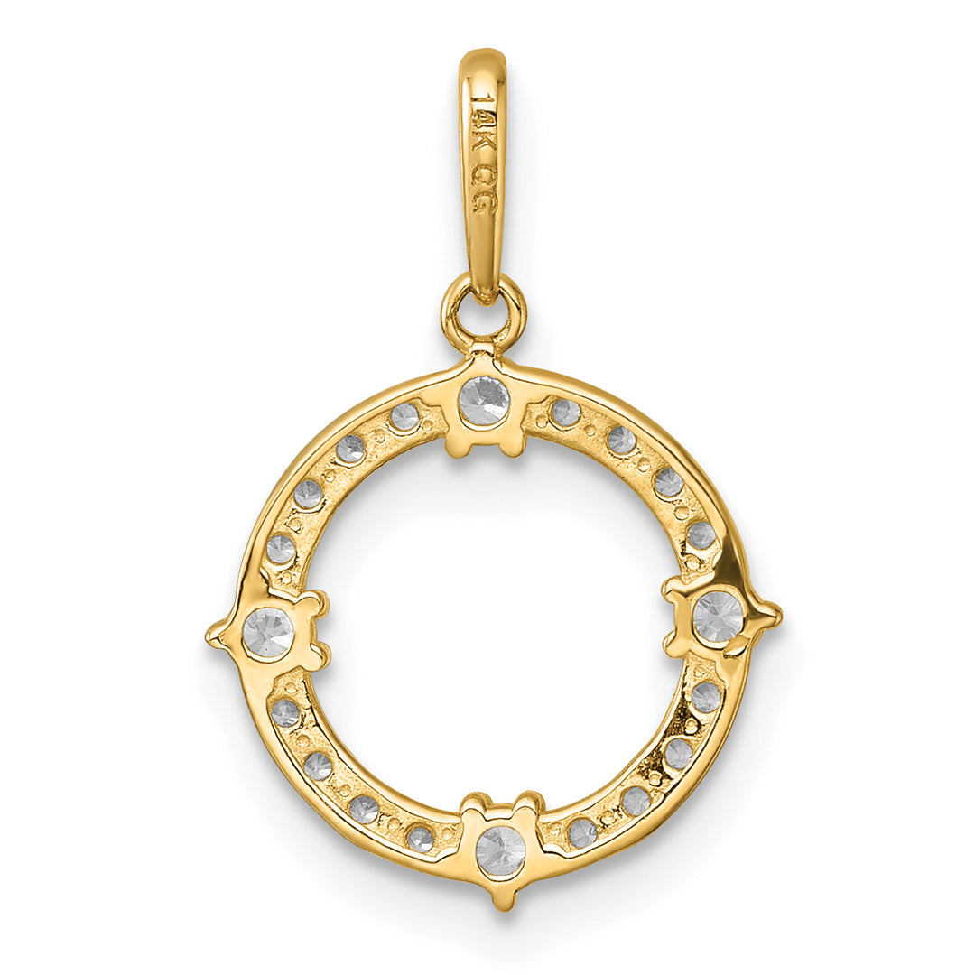 14k Yellow Gold Polished C.Z Open Circle Design Pendant