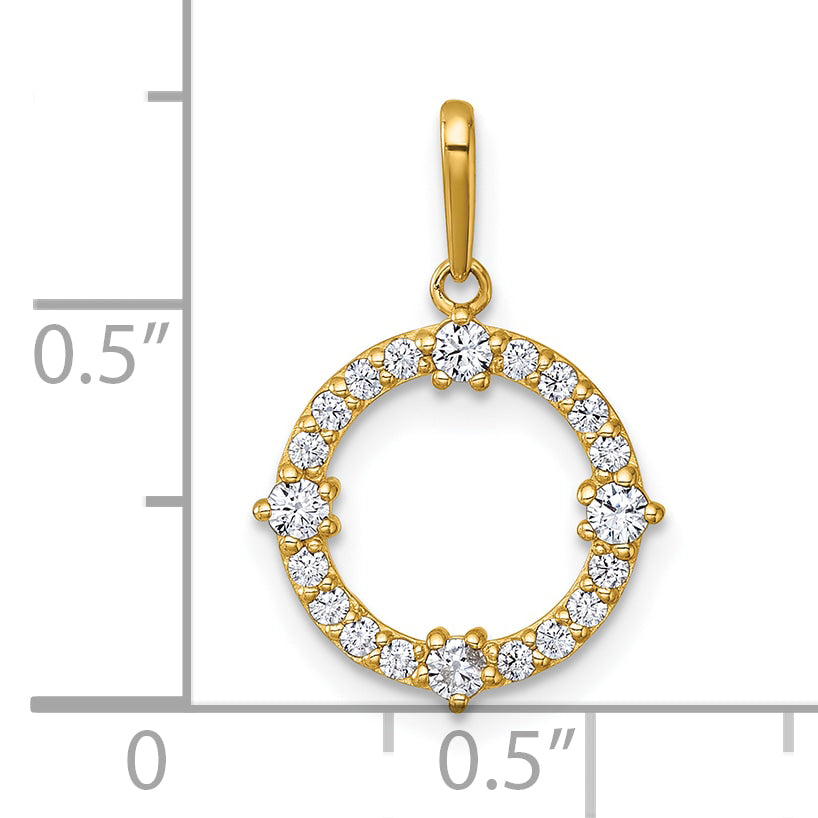 14k Yellow Gold Polished C.Z Open Circle Design Pendant