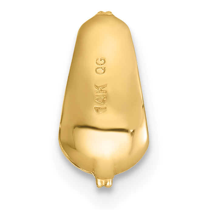 14k Yellow Gold Polished CZ Domed Teardrop Chain Slide Pendant