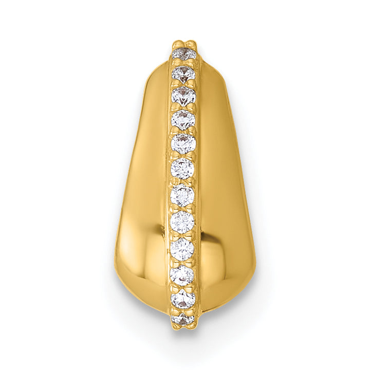 14k Yellow Gold Polished CZ Domed Teardrop Chain Slide Pendant