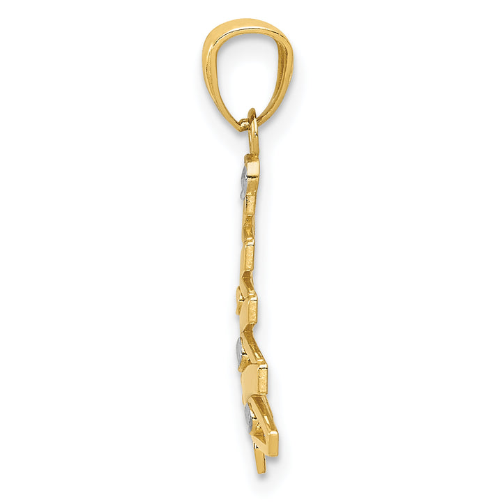 14k Yellow, White Gold Christmas Tree Pendant