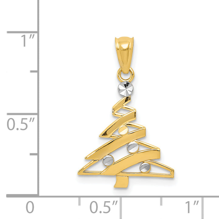 14k Yellow, White Gold Christmas Tree Pendant