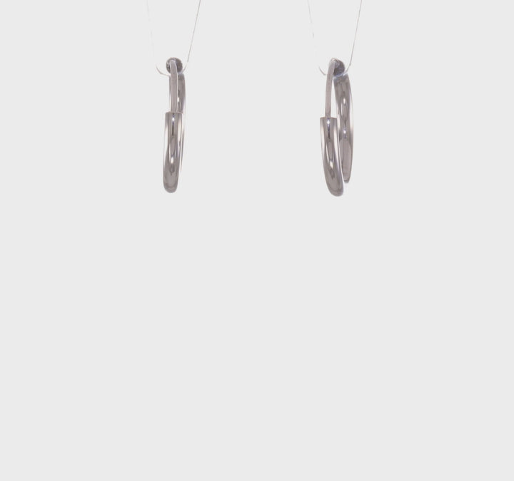 14k White Gold Polished Endless 2mm x 16mm Hoop Earrings