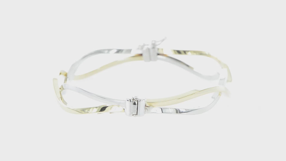 10k Two Tone Gold Polish Twisted Bangle Bracelet