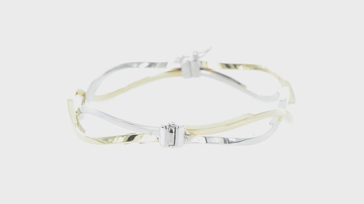 10k Two Tone Gold Polish Twisted Bangle Bracelet