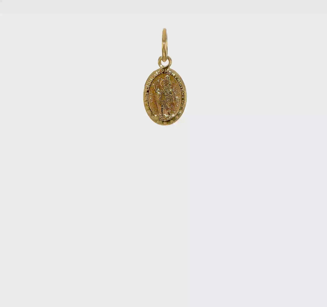 Solid 10k Yellow Gold St. Small Size Christopher Pendant