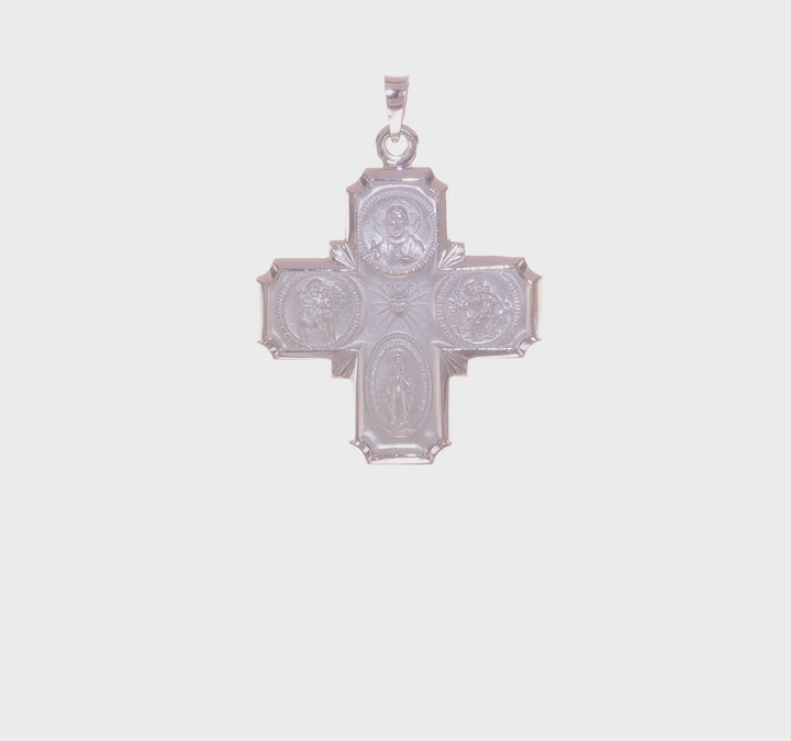 14k White Gold Four Way Medal Pendant