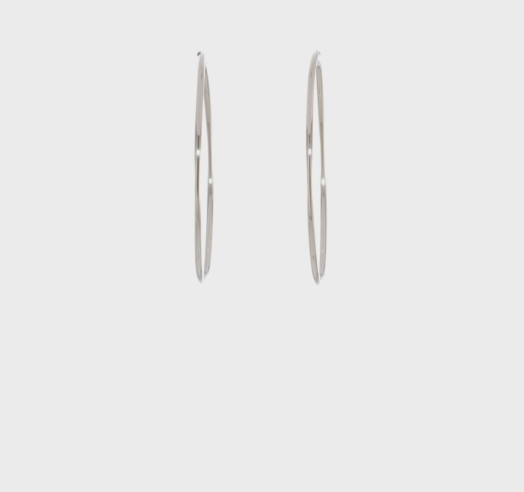 14k White Gold Polished Endless Hoop Earrings 1.5mm x 45mm