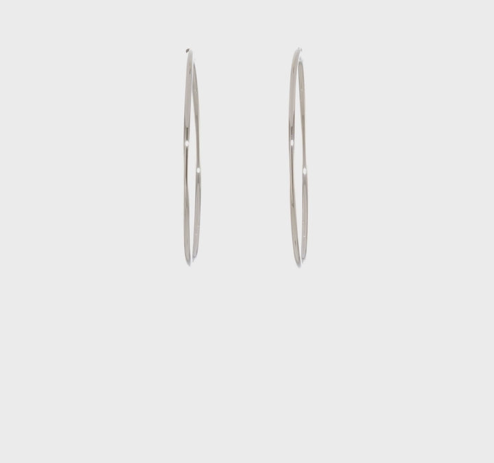 14k White Gold Polished Endless Hoop Earrings 1.5mm x 45mm