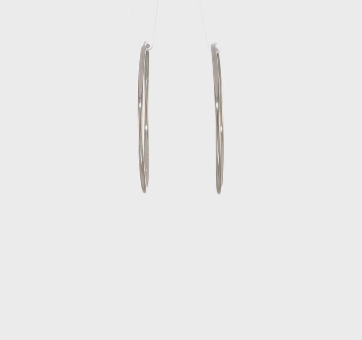 14k White Gold Polished Endless Hoop Earrings 1.5mm x 40.5 mm