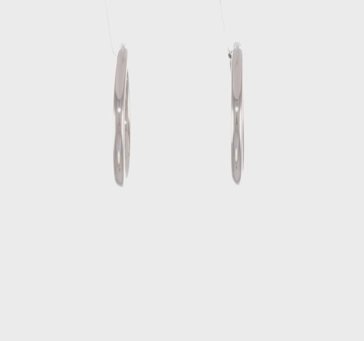 14k White Gold Polished Endless Hoop Earrings 2mm x 25mm