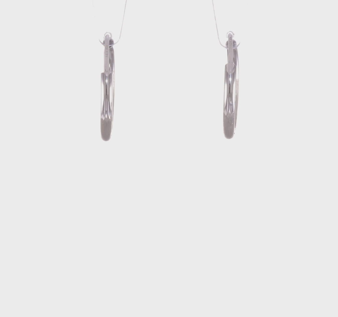 14k White Gold D.C Endless Hoop Earrings 2mm x 14mm