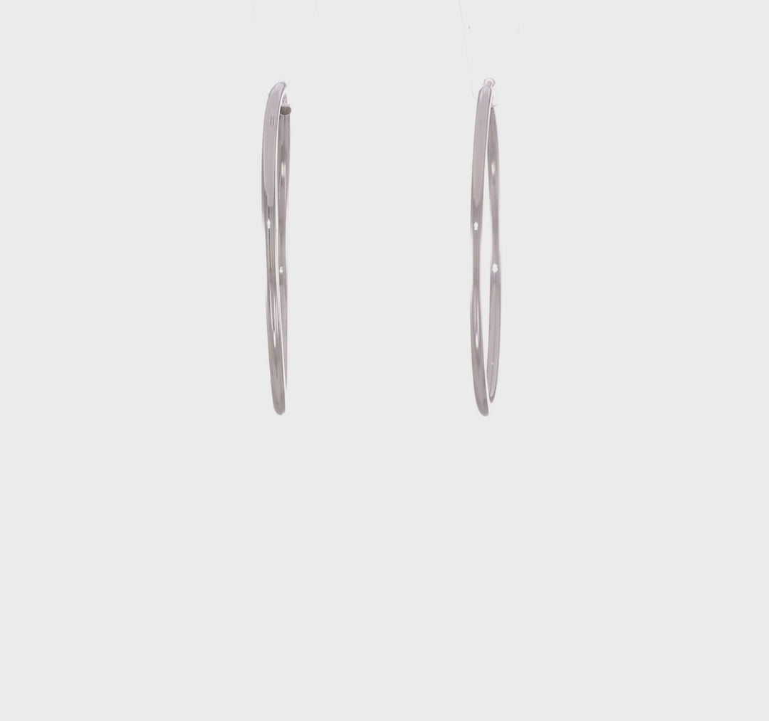 14k White Gold Polished Endless Hoop Earrings 1.5mm x 38mm