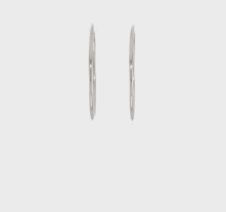 14k White Gold Polished Endless Hoop Earrings 1.5mm x 30 mm