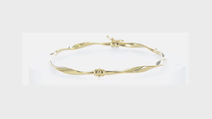 14K Yellow Gold Polished Twisted Hinged Bangle