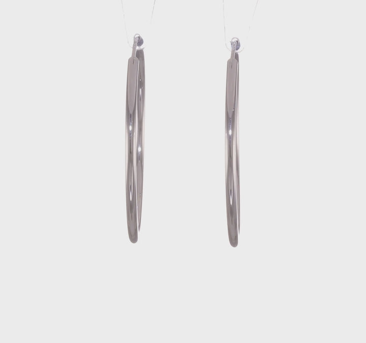 14k White Gold Polished Endless Hoop Earrings 2mm x 40mm