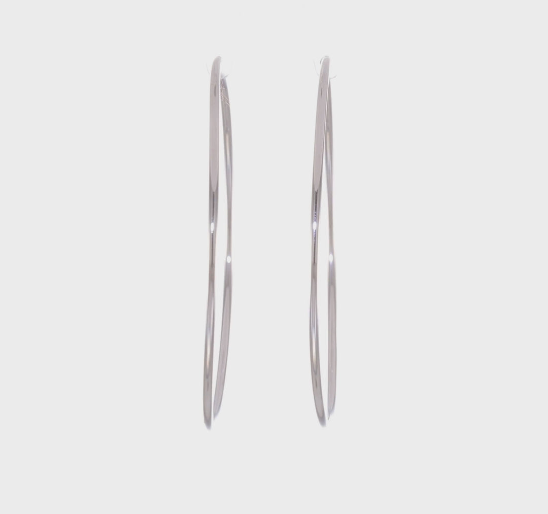 14k White Gold Polished Endless Hoop Earrings 1.5mm x 51mm