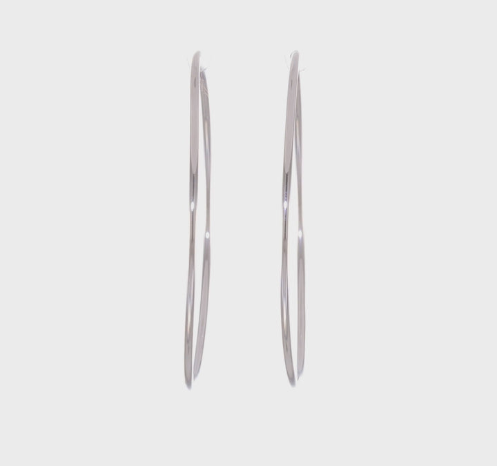 14k White Gold Polished Endless Hoop Earrings 1.5mm x 51mm