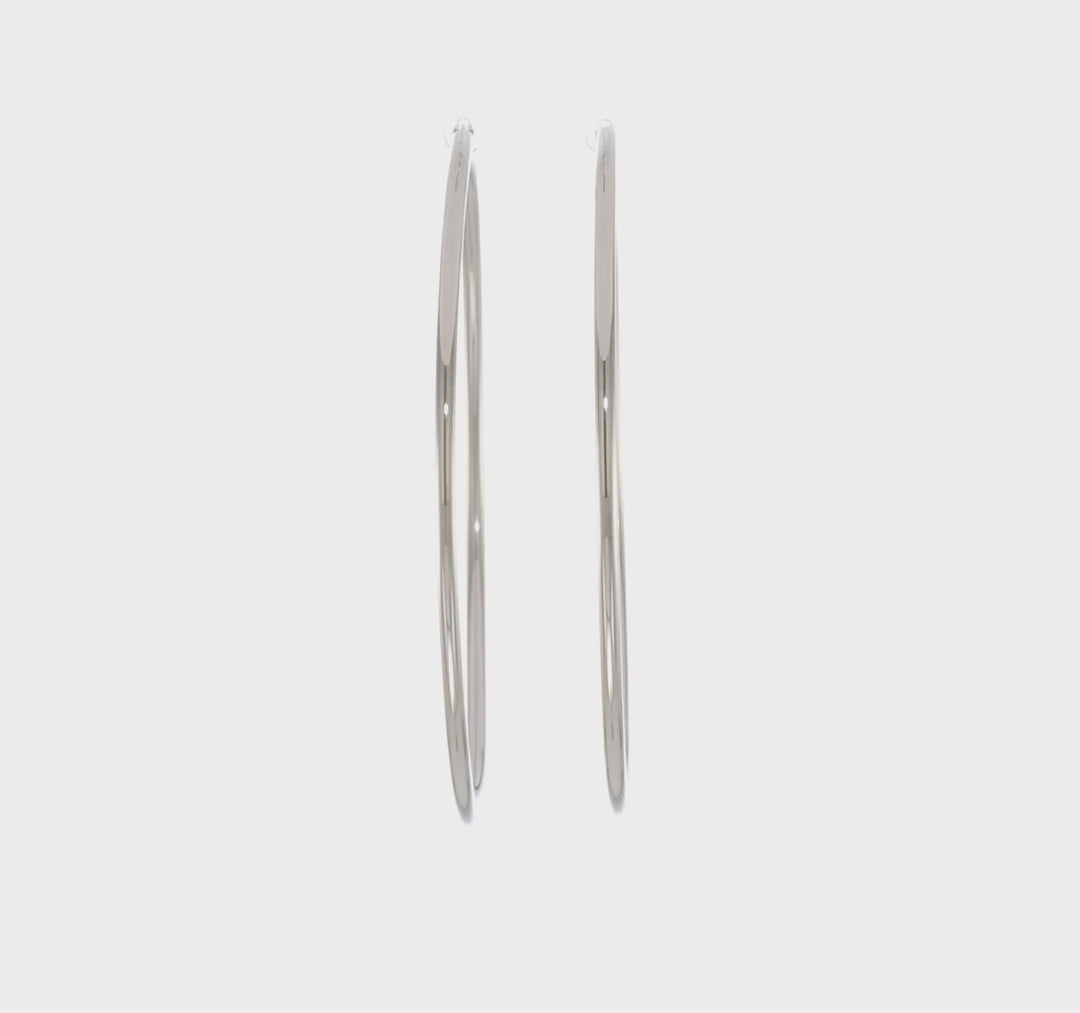 14k White Gold Polished Endless Hoop Earrings 2mm x 65mm