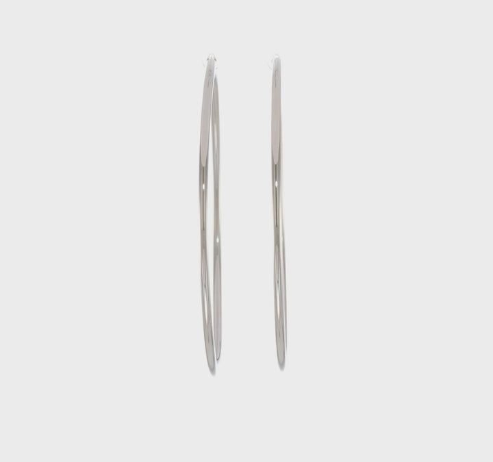 14k White Gold Polished Endless Hoop Earrings 2mm x 65mm