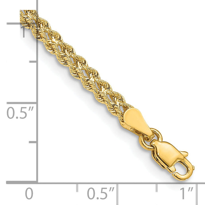 14k Yellow Gold Double Strand Solid Rope Bracelet