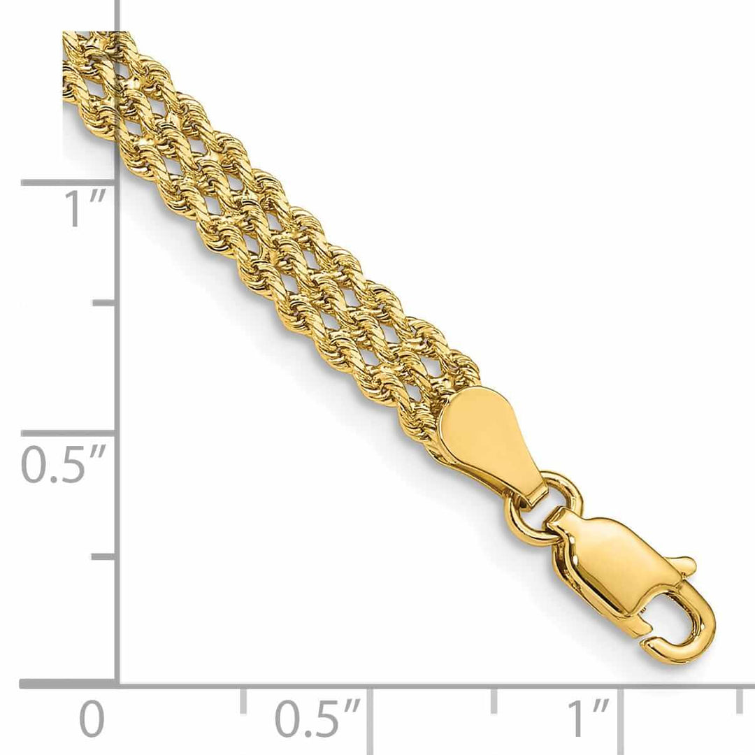 14k Gold Triple Strand Rope Bracelet