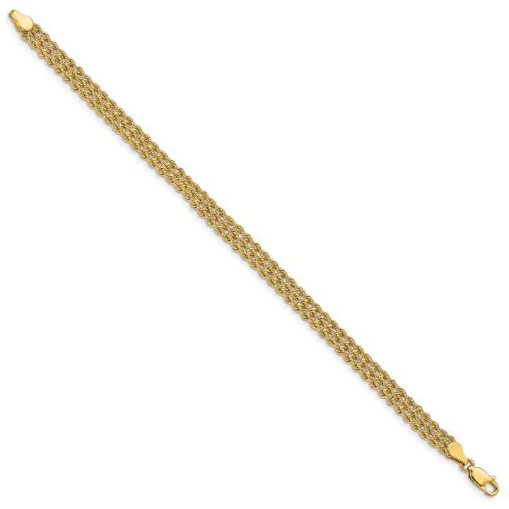 14k Yellow Gold Triple Strand Rope Bracelet