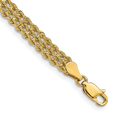 14k Yellow Gold Triple Strand Rope Bracelet at $ 541.65 only from Jewelryshopping.com