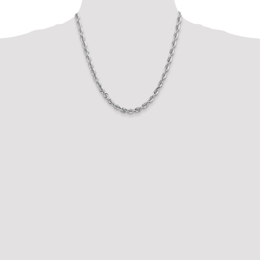 14k White Gold 5.50mm Diamond Cut Rope Chain