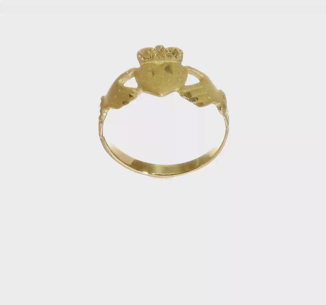 14k yellow gold D.C mens claddagh ring