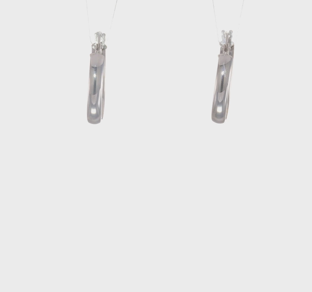 10k Polished Finish White Gold Hoop Earrings