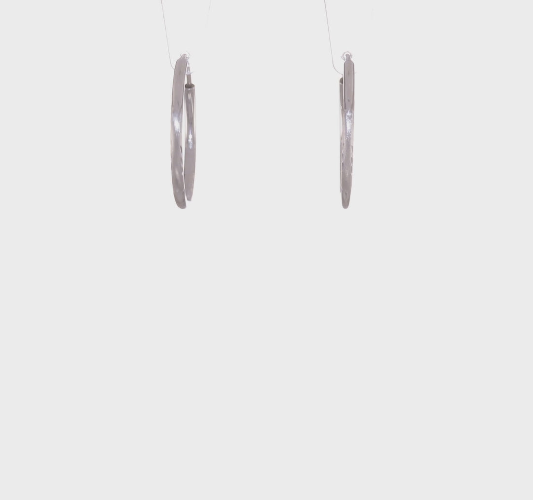 14k White Gold D.C Endless Hoop Earrings 1.5mm x 16mm